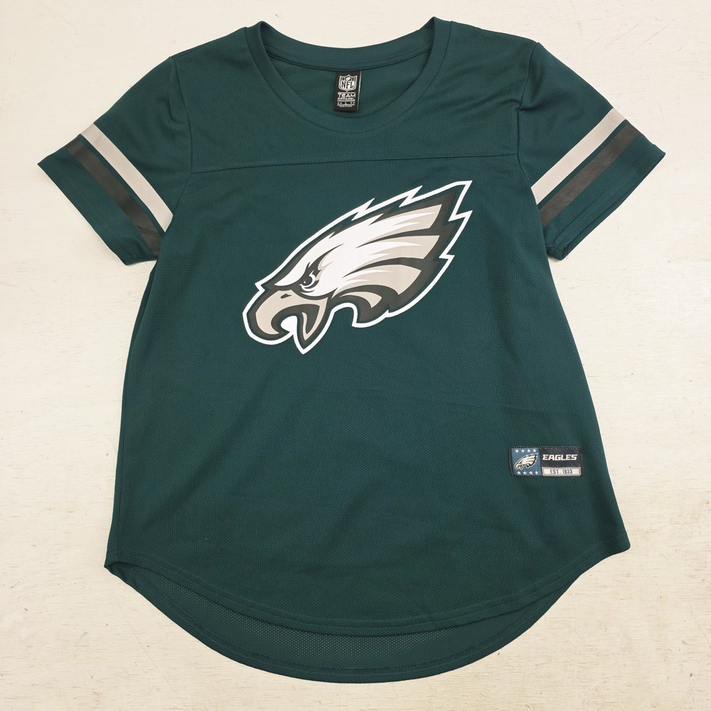 Philadelphia Eagles NFL Team Apparel Womens Large Soft Mesh Varsity Jersey Green